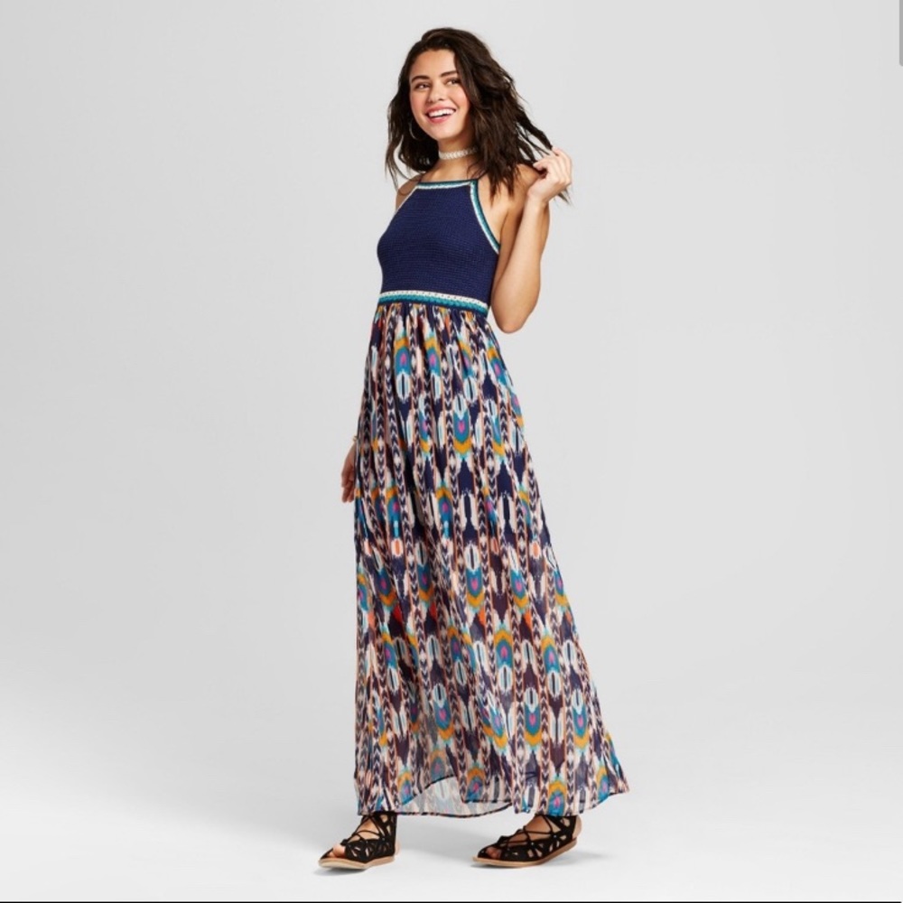 Navy Crochet Bodice Maxi